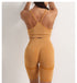 the keeper seam free GATHERED CROP & high waist scrunch bum bike short SET ochre